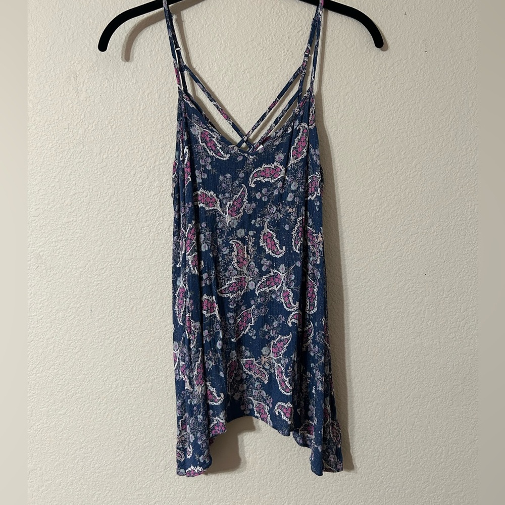 Mossimo Supply Co. Blue and Pink Floral Camisole